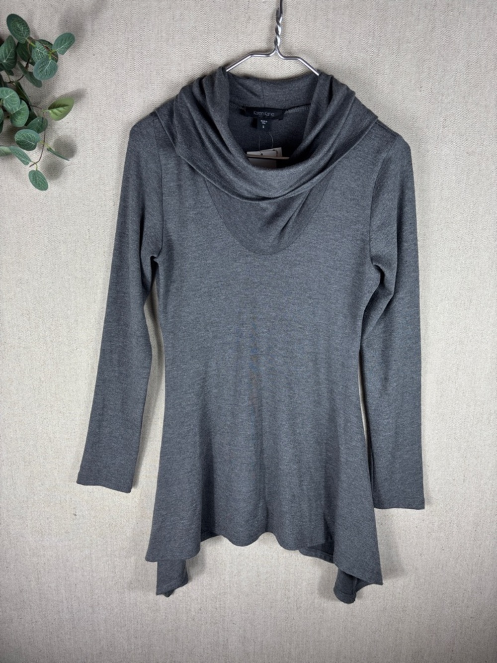 Karen Kane > New with Tags Gray Cowl Neck Asymmetric Tunic Sweater Small